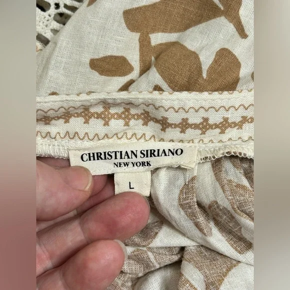 Christian Siriano Cream and Brown Floral Blouse - Picture 6 of 10